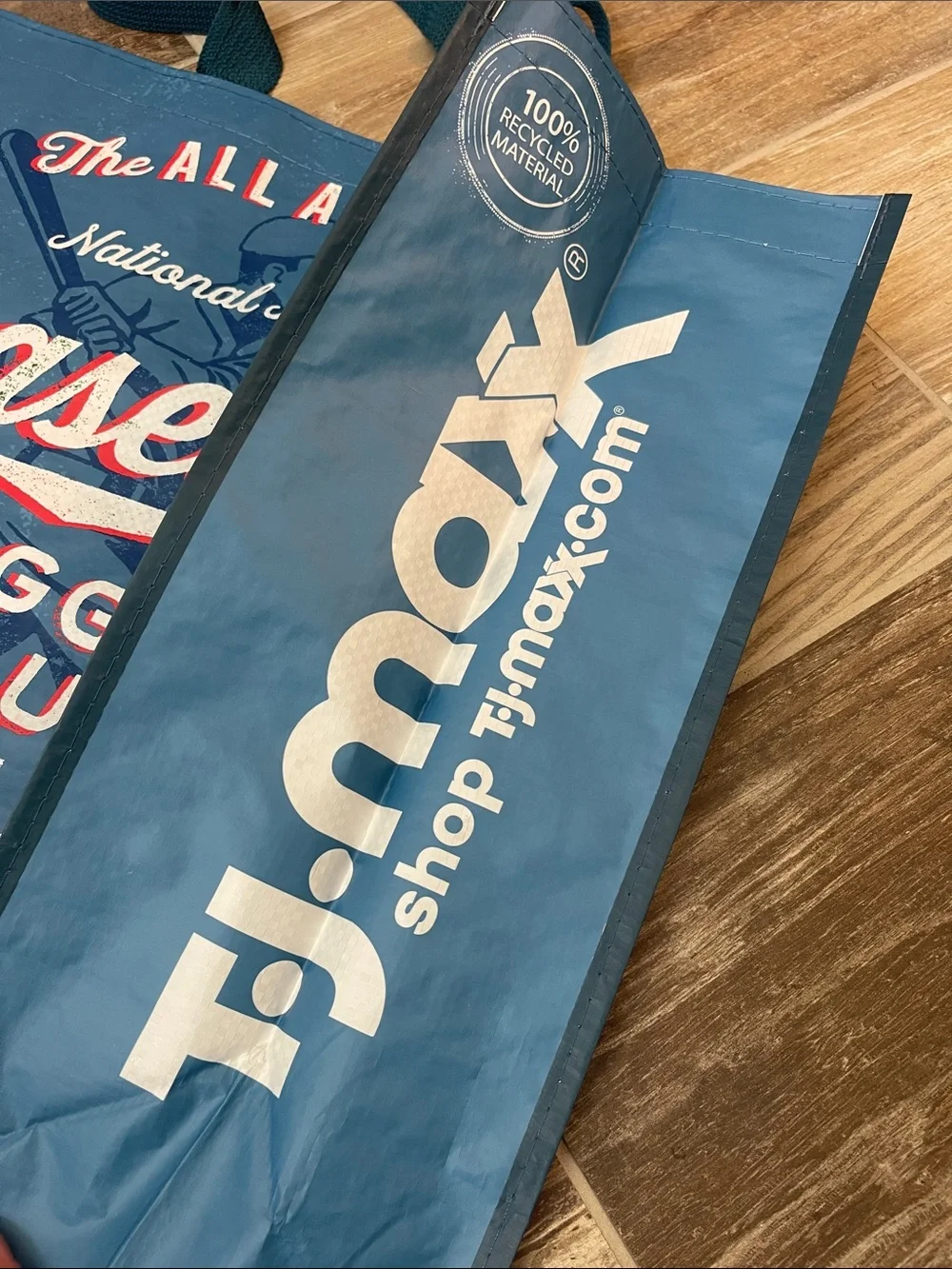 T.J.Maxx Navy ⚾️Baseball⚾️Graphic Reusable Tote with Red and White Accents  NWT